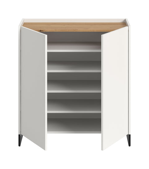 Rootz Shoe Cabinet - Footwear Organizer - Shoe Storage - Sustainable Design - 97x90x38 cm - White & Artisan Brown