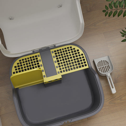 Rootz Cat Litter Box with Lid - Lockable & Easy to Clean - Covered - 50cm x 50cm x 39cm