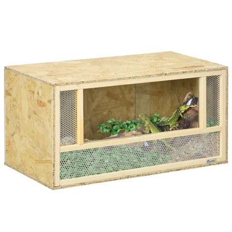 Rootz Terrarium for Reptiles - Insect Box - Amphibian Home - Thermal Insulation - 80 x 40 x 40 cm Brown