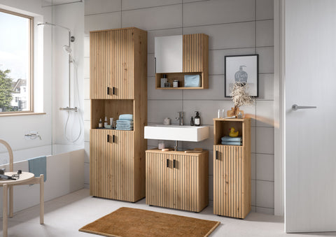 Rootz Bathroom Cabinet - Storage Cupboard - Bathroom Organizer - High-Quality, Easy-Care - 30x95x30cm