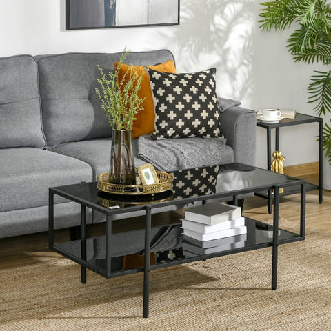 Rootz Coffee Table with Storage - Living Room Table - Sofa Table - Adds Elegance & Organization - 100cm x 55cm x 45.5cm
