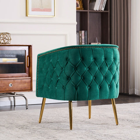 Rootz Stylish Reading Chair - Bucket Chair - Armchair - High-Density Foam Comfort - 65.27L x 64.77W x 73.66H cm - Dark Green Luxury Design