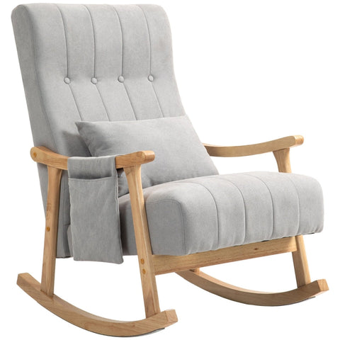 Rootz Rocking Chair - Nursing Chair - Swivel Rocker - Heavenly Soft Seat - Wide and Cozy - Beech Wood Frame - Gray - 65cm x 90cm x 98cm.