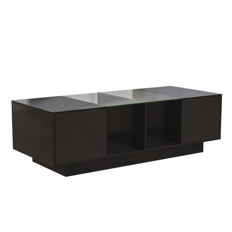 Rootz High Gloss Coffee Table - Modern Table - Living Room Centerpiece - LED Lighting - 120L x 50W x 37H cm