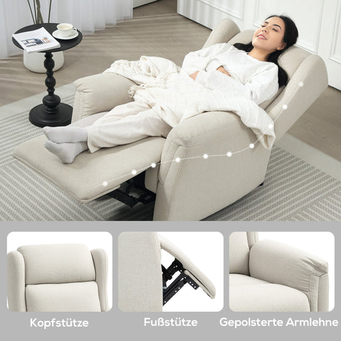 Rootz Relaxation Armchair - Adjustable Upholstery - Reclining Chair - 160° Tilt & Footrest - Comfort Padding - 80cm x 94cm x 101cm