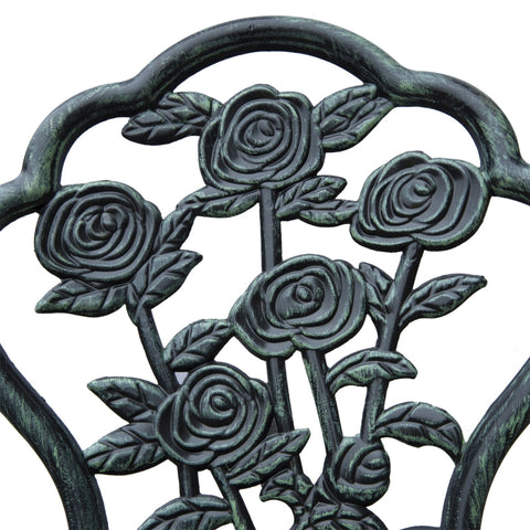 Rootz 3 Piece Bistro Set - Garden Furniture - Outdoor Patio Set - Antique Green - Weatherproof - Durable - Parasol Holder - Chair: W49 x D40 x H82 cm, Table: Ø60 x H69 cm