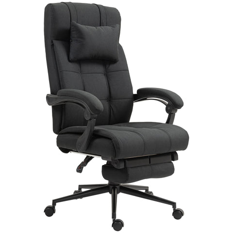 Rootz Office Chair with Footrest - Desk Chair - Swivel Chair - Ergonomic Support - 112-120h cm, Black