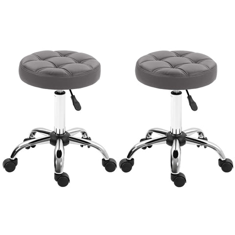 Rootz Swivel Salon Stool - Rolling Seat - Adjustable Height - Faux Leather - Comfortable Padding - 35.5cm x 63cm - Gray