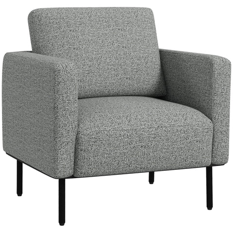Rootz Lounge Armchair - 1-Seater - Fabric Chair - Linen Look - Maximum Comfort - 79 x 76 x 65 cm - Grey and Black