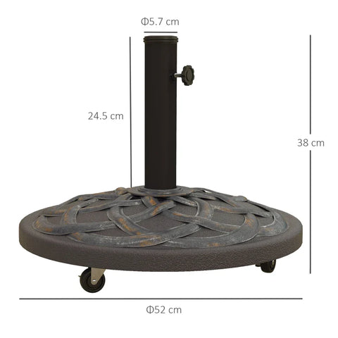 Rootz Parasol Stand - Parasol Holder - Parasol Base - Umbrella Stand - Heavy Duty - Metal Concrete - Weather Resistant - Bronze - 52cm x 52cm x 38cm