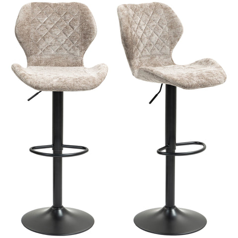 Rootz Set of 2 Bar Chairs - Kitchen Stools - Height-Adjustable Counter Stools - Ultimate Comfort - 48cm x 51.5cm x 91-112cm