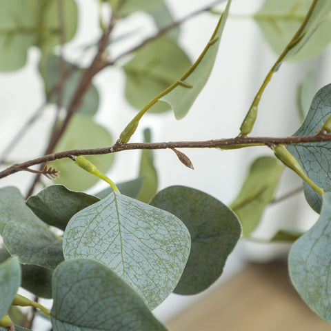 Rootz Artificial Plant - Art Tree - Natural Decor - Maintenance-Free - 150cm Tall with Cement Pot - Green Eucalyptus