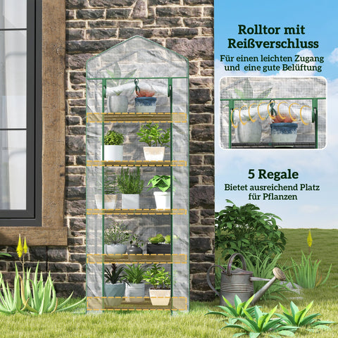 Rootz Mini-Greenhouse - Plant Shelter - Garden Greenhouse - Enhance Growth - 69x49x193cm - Sturdy Steel & Plastic