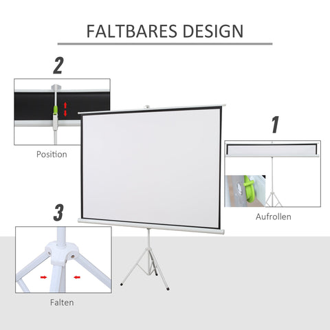 Rootz Projection Screen - Cinema Screen - Presentation Display - Adjustable Height - 203cm x 152cm