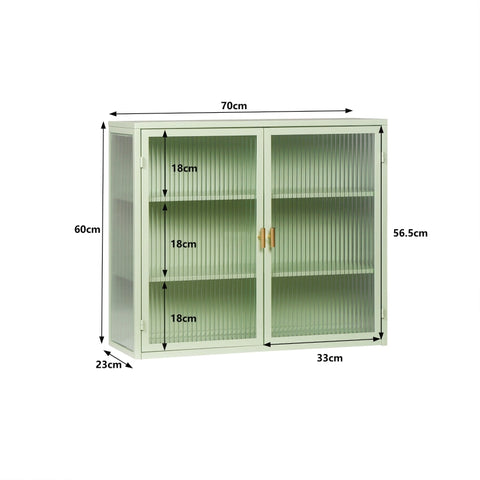 Rootz Modern Wall Cabinet - Storage Cabinet - Display Cabinet - Durable and Stylish - 70cm x 23cm x 60cm