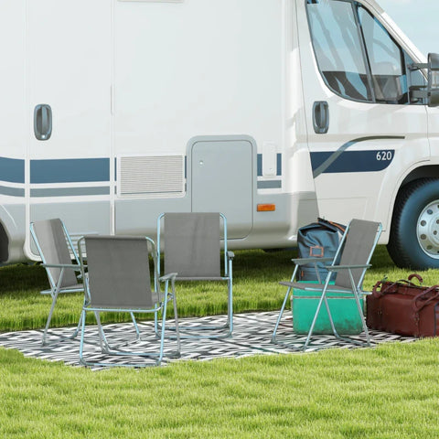 Rootz Tuinstoel - Opvouwbare campingstoel - Oxfordstof - Weerbestendig - Kunststof - Grijs + Zilver - 53 cm x 54 cm x 76 cm