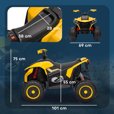 Rootz Elektro-Quad Ride-On Toy - Electric ATV - Kids Vehicle - 3-6 km/h Speed - LED & USB - 101cm x 69cm x 75cm