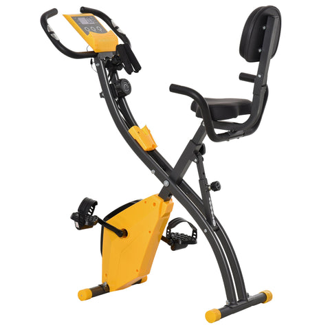 Rootz Foldable Exercise Bike - Stationary Bike - Fitness Cycle - 8 Levels Magnetic Resistance - 105cm x 48cm x 118cm - Steel - Yellow-Grey