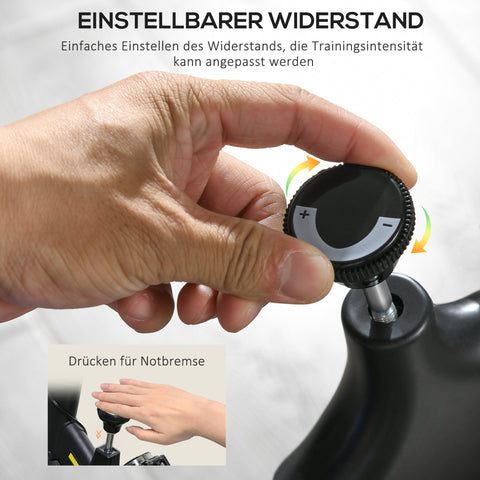 Rootz Home Trainer - Exercise Bike - Fitness Bike - Customizable Resistance - 118cm x 50cm x 105-115cm - Yellow