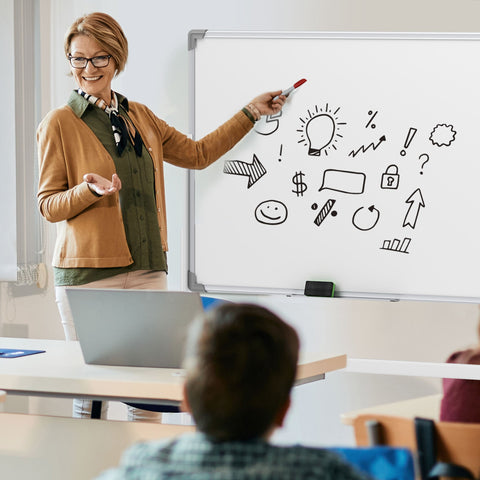 Rootz Mobile Magnetic Whiteboard - Rotatable Teaching Board - Writing Display - 360° Flexibility - 120 x 90 cm