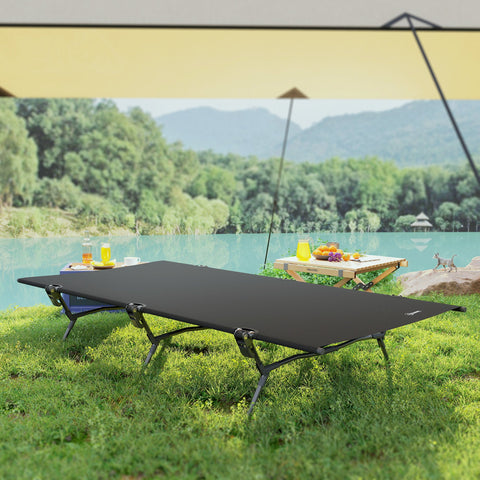 Rootz Foldable Camping Bed - Field Bed - Outdoor Lounger - Durable Oxford Fabric - 200cm x 100cm x 36cm - Supports 120kg - Black
