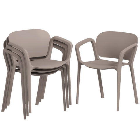 Rootz 4 Piece Set Garden Chairs - Outdoor Furniture - Stacking Armchairs - Weatherproof & UV Resistant - 60x56x75 cm