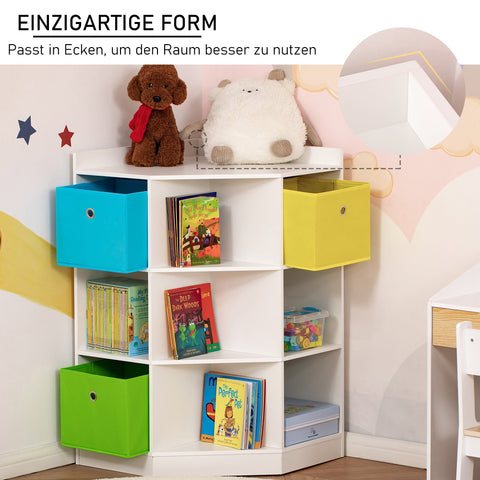 Rootz Children's Storage Shelf - Kids' Organizer - 3 Fleece Drawers - Tilt-Proof Design - 57.4cm x 57.4cm x 94cm - Durable MDF