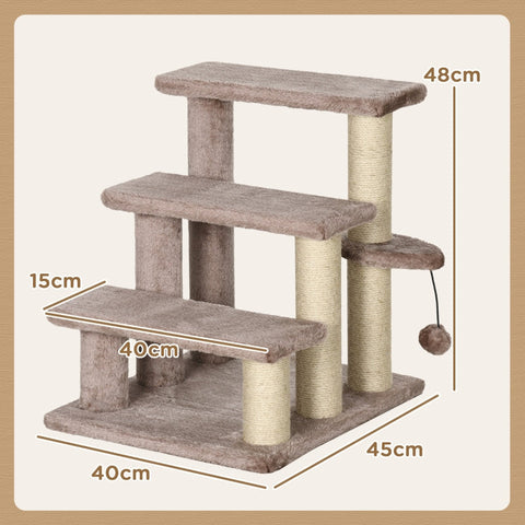 Rootz Pet Staircase - Cat Climbing Steps - Kitty Play Tower - Helps Reach High Areas - Compact & Portable - Sturdy Design - 45cm x 40cm x 48cm