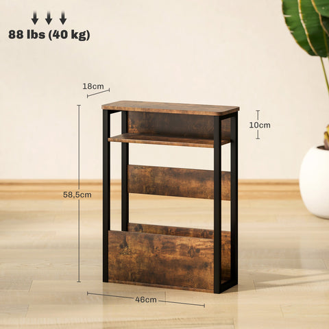 Rootz Side Table Bedside Table - Rustic Brown Table - Industrial Style Table - Adjustable Feet - 46cm x 18cm x 58.5cm