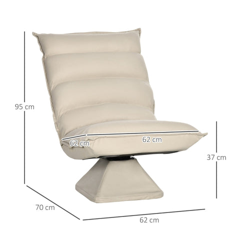 Rootz Floor Seat Cushion - Floor Chair - Rotating Chair - Breathable Cover - 62cm x 70cm x 95cm - Beige - Steel Frame - Tufted Design