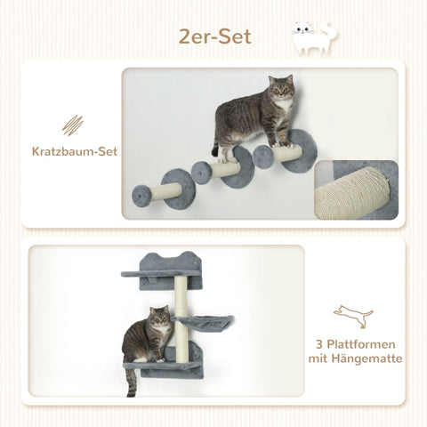 Rootz 4 Piece Cat Climbing Steps Set - Cat Wall Shelves - Cat Activity Center - Sturdy Chipboard - Space-Saving Design - 40cm x 28cm x 73cm