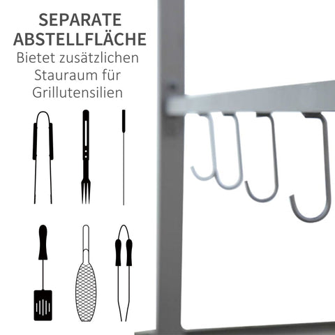 Rootz Barbecue Gazebo - Outdoor Grilling Pavilion - BBQ Shelter - Fire-Retardant Roof - Durable Steel Frame - Convenient Side Hooks - 215cm x 150cm x 220cm