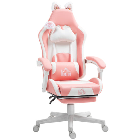 Rootz Gaming Armchair with Cat Ears - Gamer Chair - Reclining Chair - Ultimate Comfort - 65cm x 62cm x 116-124cm