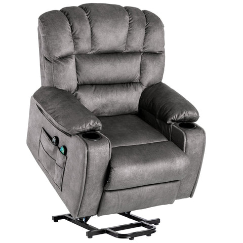 Rootz Massage Chair Velvet Recliner - Electric Adjustable Chair - Heated Recliner - Ultimate Comfort for Elderly - 84cm x 100cm x 105cm