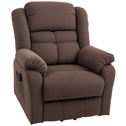 Rootz Stand-Up Recliner Chair - Massage Chair - Heated Chair - Cozy Comfort - 92W x 102D x 104H cm - Brown Velvet Finish
