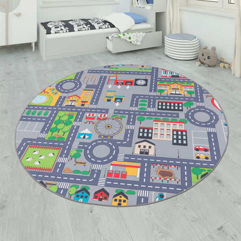 Children’s Play Rug – Creative City Street Map – Durable & Soft – Easy Clean