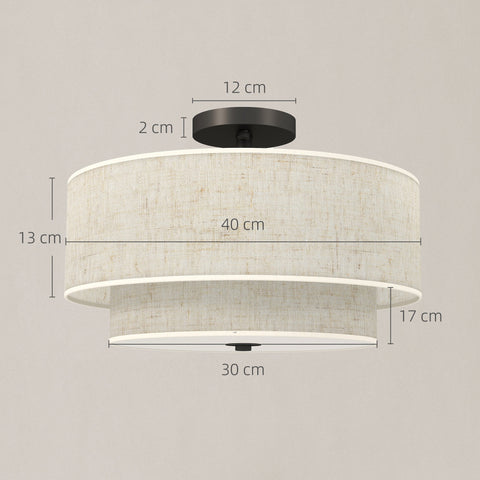Rootz Ceiling Lamp - Hanging Lamp - Linen Look - White- Soft Ambient Lighting - Dimensions Ø40cm x 26H cm