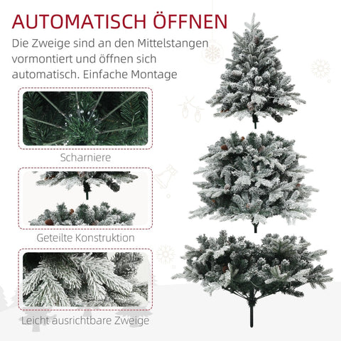 Rootz LED Christmas Tree - Snow-Covered Branches - Warm White Lights - Realistic Appearance - Flame-Retardant - Metal Base - Ø116 x 180H cm