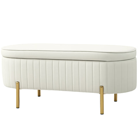 Rootz Storage Bench with Hinged Lid - Upholstered Seat - Velvet Fabric - 19 Gallons Storage - 108cm x 43.5cm