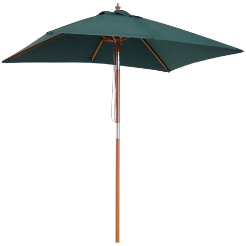 Rootz Foldable Garden Umbrella - Beach Umbrella - Adjustable Parasol - Sturdy Fir Wood - UV-Resistant Polyester - 200 x 150 x 235 cm