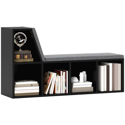 Rootz Bookshelf Bank 2 in 1 - Storage Shelf - Shoe Rack - Comfort Seating - 108 x 30 x 60 cm - Black Grey