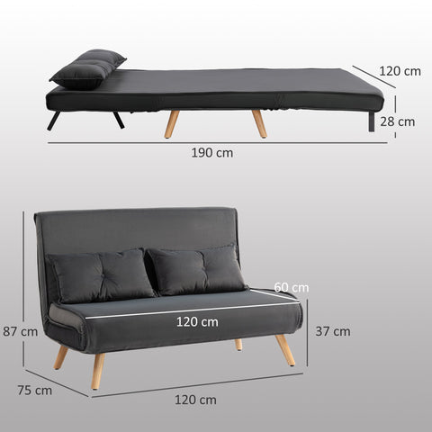 Rootz 2-Seater Sleep Sofa - Bed Sofa - Couch - Adjustable Backrest - Compact Design - 120cm x 75cm x 87cm