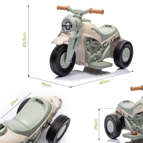 Rootz 6V Cream White Children's Electric Motorcycle - Kids Ride-On Bike - Toddler Motorbike - Music & Bubbles Fun - 80cm x 36cm x 43.5cm