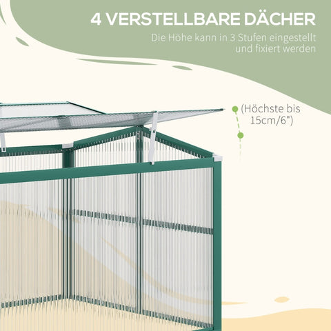 Rootz All-Season Greenhouse - Cold Frame - Gardening Shelter - Adjustable Roof Windows - Maximum Light Transmission - Rust-Proof Aluminum Frame - 130cm x 70cm x 61cm