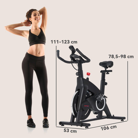 Rootz Fitness Home Trainer Bike - Exercise Bike - Spin Bike - Adjustable Resistance - 106cm x 53cm x 111-123cm