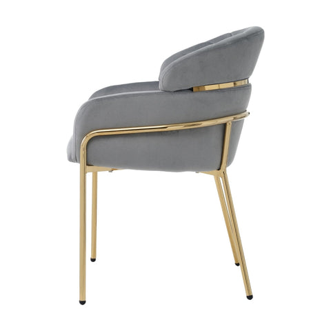 Rootz Velvet Dining Chair - Lounge Chair - Ergonomic Seating - Luxurious Comfort - 53L x 46W x 80H cm