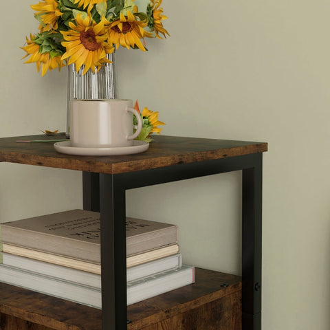 Rootz Side Table - Bedside Table - Industrial Style Cabinet - Adjustable Storage - 34cm x 30cm x 80cm
