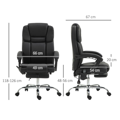 Rootz Adjustable Office Chair - Massage Chair - Ergonomic Chair - Heat & Massage Function - Faux Leather - 66cm x 67cm x 118-126cm, Black