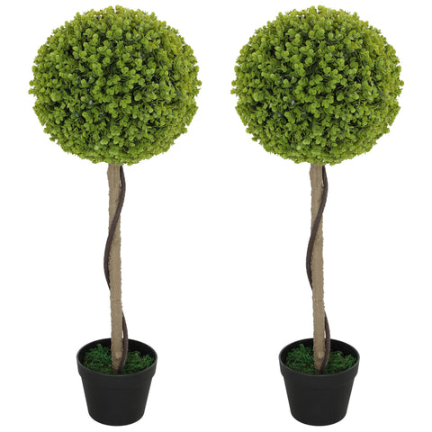 Rootz Artificial Eucalyptus Tree Set of 2 - Faux Plants - Decorative Trees - Easy Care - 90cm