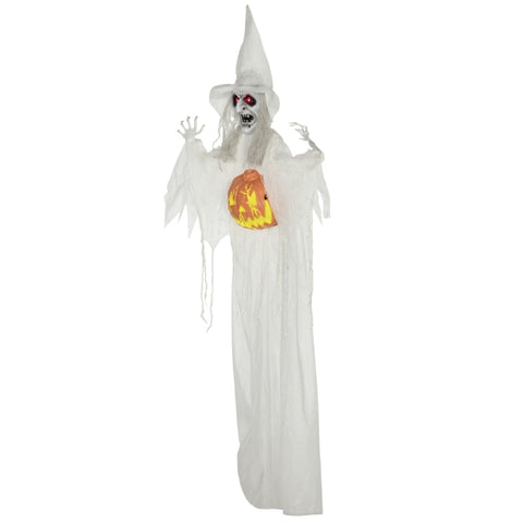 Rootz Halloween Ghost Decoration - Spooky Ghost - Haunted Decor - Sound, Motion Sensor, LED Lights - 60cm x 18cm x 183cm - Polyester, PE, Steel